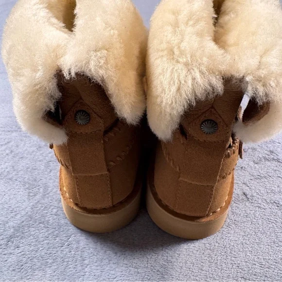 UGG Australia Cedric Chestnut Boots with Shearling Cuff and Buckle - Picture 7 of 11